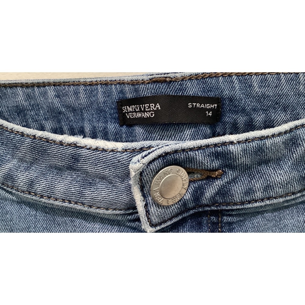 Simply Vera Vera Wang Straight Leg Jeans Medium Wash Blue Denim Womens 14 - Picture 2 of 3